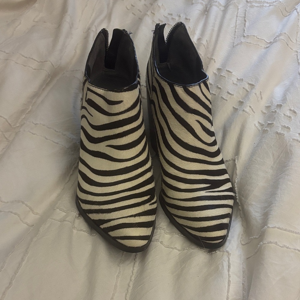 SARTO By Franco Sarto Black and White Zebra Ankle Boots